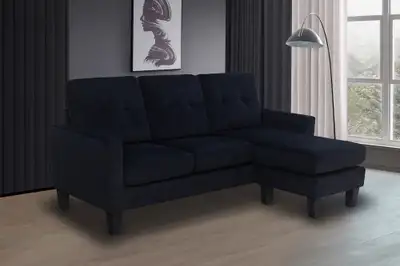 Black Velvet Reversible Sectional Sofa Free Delivery..., View more