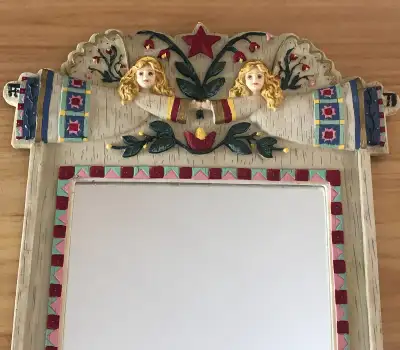 Vintage Angels Mirror Folk Heart Winter Collection Kathy Killip, View more