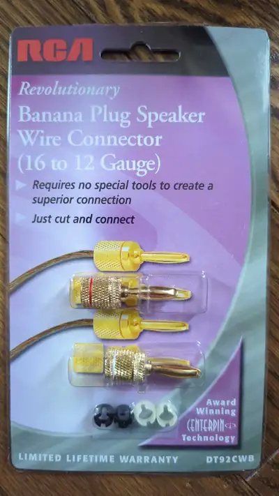 For sale is a new RCA Revolutionary Banana Plug Speaker Wire Connector, designed for 16 to 12 gauge...