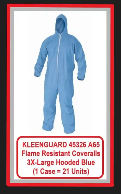 KLEENGUARD A65 Flame Resistant Coveralls 3XL Hooded Blue 21 Pcs, View more