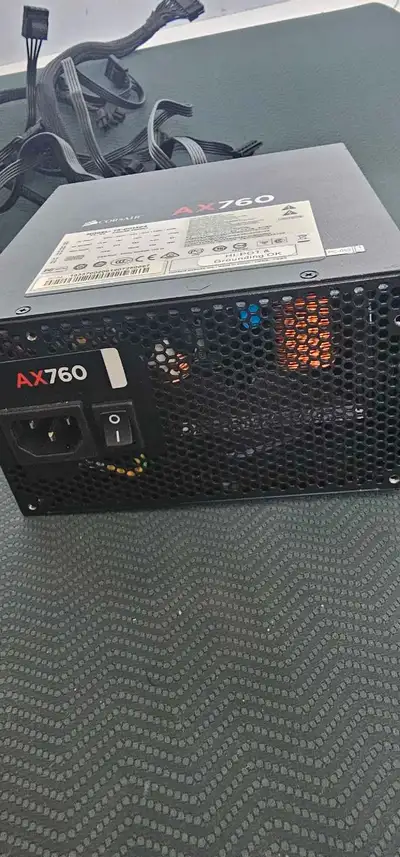 Little used if none.. This Corsair AX760 power supply delivers 760 watts of reliable power for your...