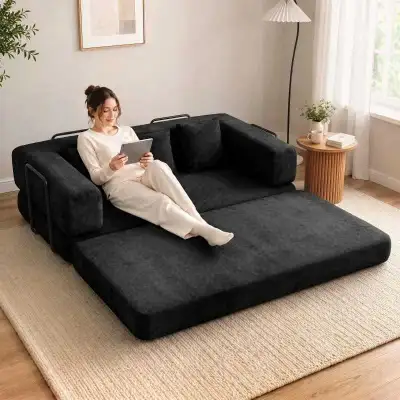 Brand New 81" Boneless Couch, 5-in-1 Convertible Sofa Bed., View more