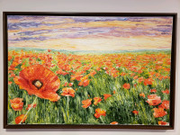 Oil painting / tableau a  l'huile "Red poppies" REDUCED PRICE