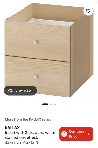 Free Delivery! $39.55 KALLAX shelf Insert w 2 drawers, White Sta, View more