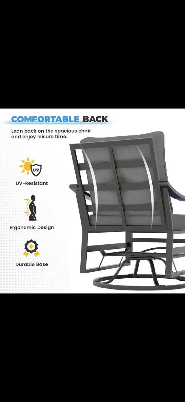 Outdoor Swivel Rocker Chairs, 3 PC Metal Patio Rocking Chairs  in Patio & Garden Furniture in Markham / York Region - Image 7