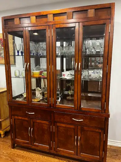 Wooden Hutch and Display Cabinet - Lighted, 2-Piece, View more