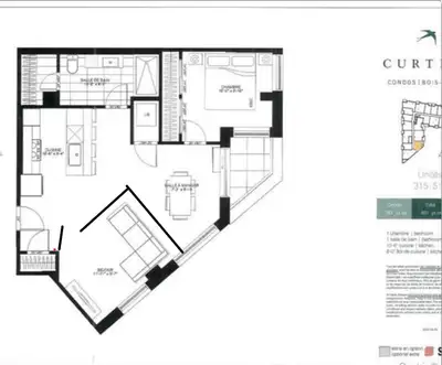 One bedroom plus one Den apt with garage for rent