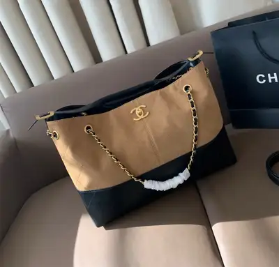 New Channel 25A Two Tone Leather Shopping Tote Bag Purse, View more