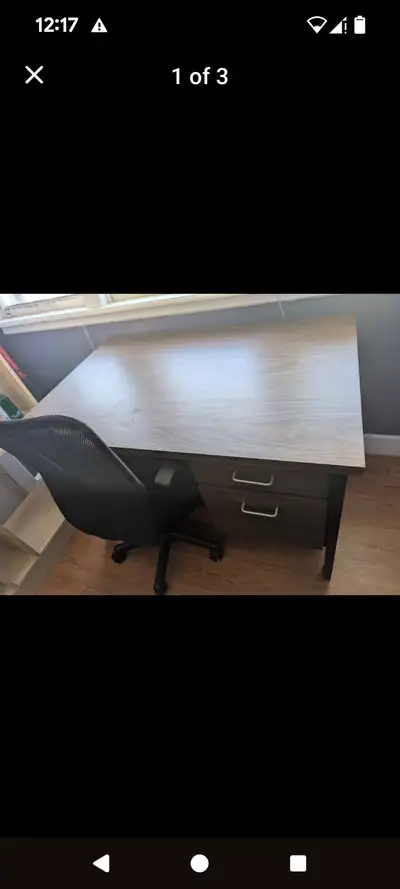 Big office desk with free chair. (Chair has a rip in it but desk is in great condition)