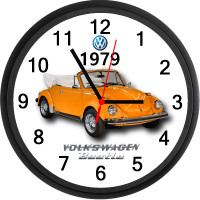 1979 Volkwagen Beetle Convertible (Orange) Custom Wall Clock New