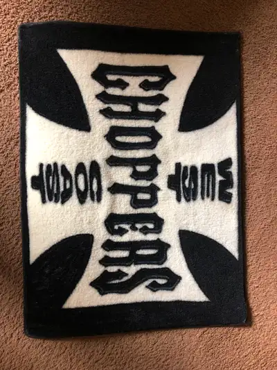 This was knitted by west coast choppers , it was done by a professional , rare wall hanger as new, i...