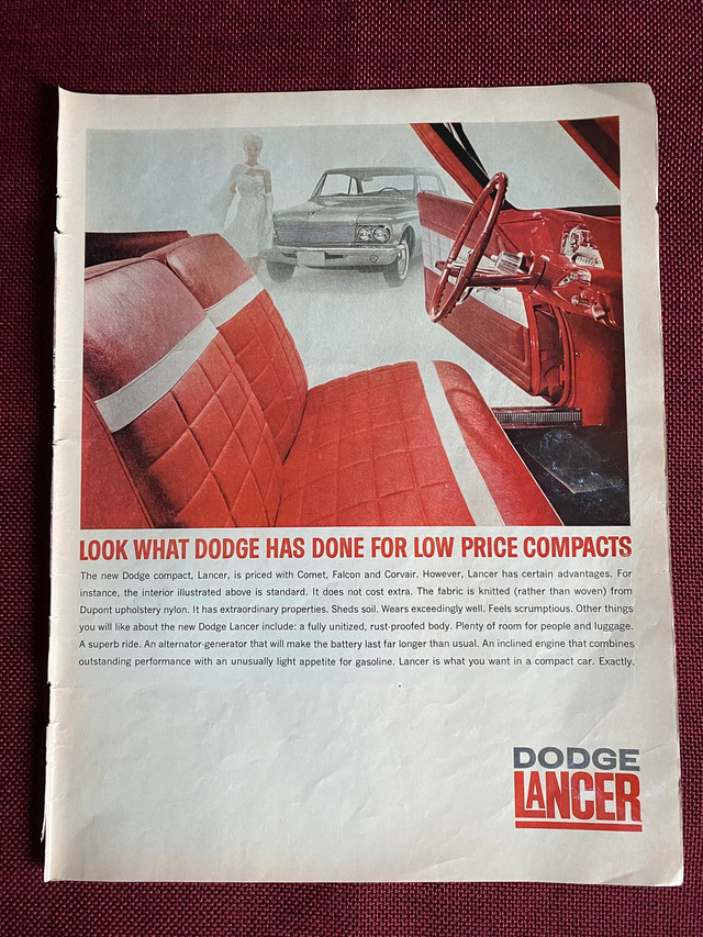 1961 Dodge Lancer Original Ad in Arts & Collectibles in North Bay