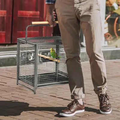 18.9" x 15" x 25.6" Bird Travel Carrier Cage, Black, View more