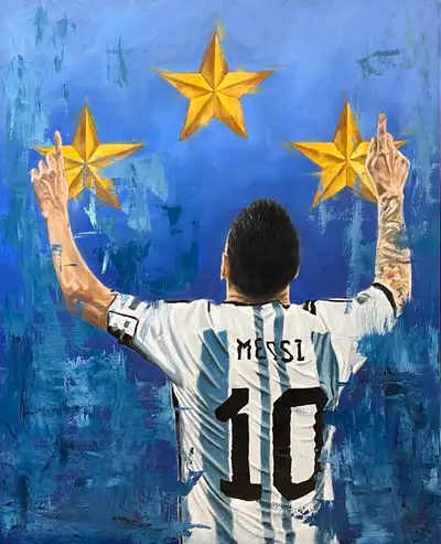 I have a one of a kind original oil painting of superstar Lionel Messi. Messi is widely regarded as...