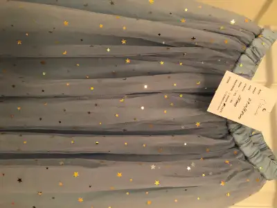 NWT bridal quality blue tulle skirt with gold stars, View more