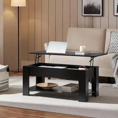 Yaheetech black Lift Top Coffee Table with Hidden Compartment , View more
