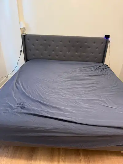 Grey Upholstered Tufted Bed Frame, View more