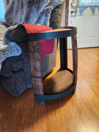 Whiskey barrel end tables 