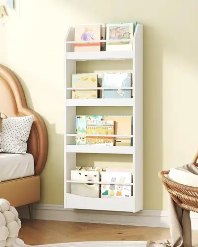 Nursery Book Shelves for Wall, 4-Tier Kids Bookshelf mounted, View more