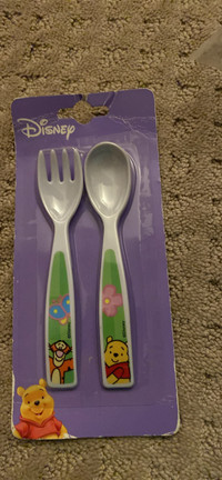 New Disney Winnie the Pooh feeding spoon and fork set 
