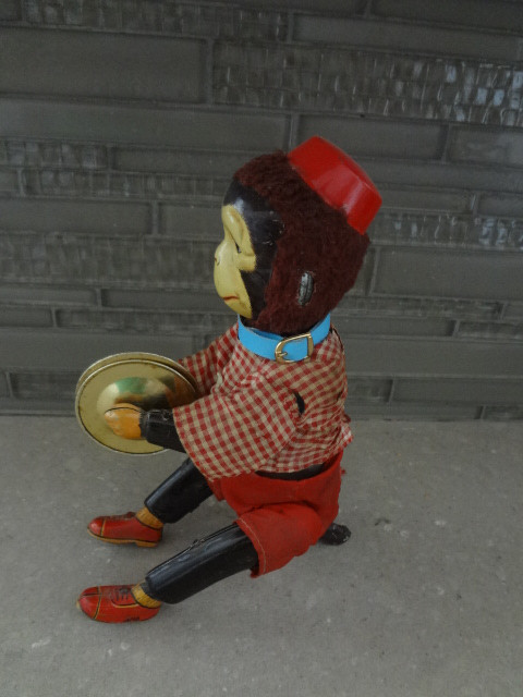 Antique Tin Litho Mechanical Monkey with Cymbals Toy - Japan in Arts & Collectibles in Saskatoon