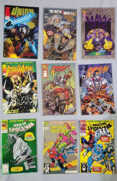 Comics in NM condition: Union #1: $6 Black & White #1: $5 Maxx 1/2 with COA: $10 Stormwatch #1: $5 R...
