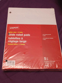 letter size 3-hole wide ruled pads