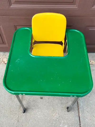 Antique child’s foldable metal high chair table. Excellent condition . $75 Text 780913-9718
