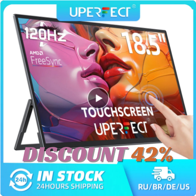 UPERFECT 18.5'' Portable Touchscreen 120hz Monitor 1080P HDMI Ty in Monitors in Hope / Kent - Image 2