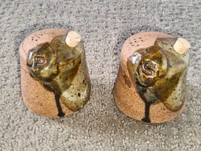 Unique Hand-Crafted Ceramic Salt & Pepper Shakers Artist Stamped, View more