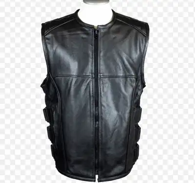 OPEN ROAD MEN'S ZIP-UP TACTICAL LEATHER VEST, View more