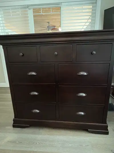 Canadian made wood dresser, wood is either maple or oak W 191/4 inches L 52 inches H 48 inches 6 lar...