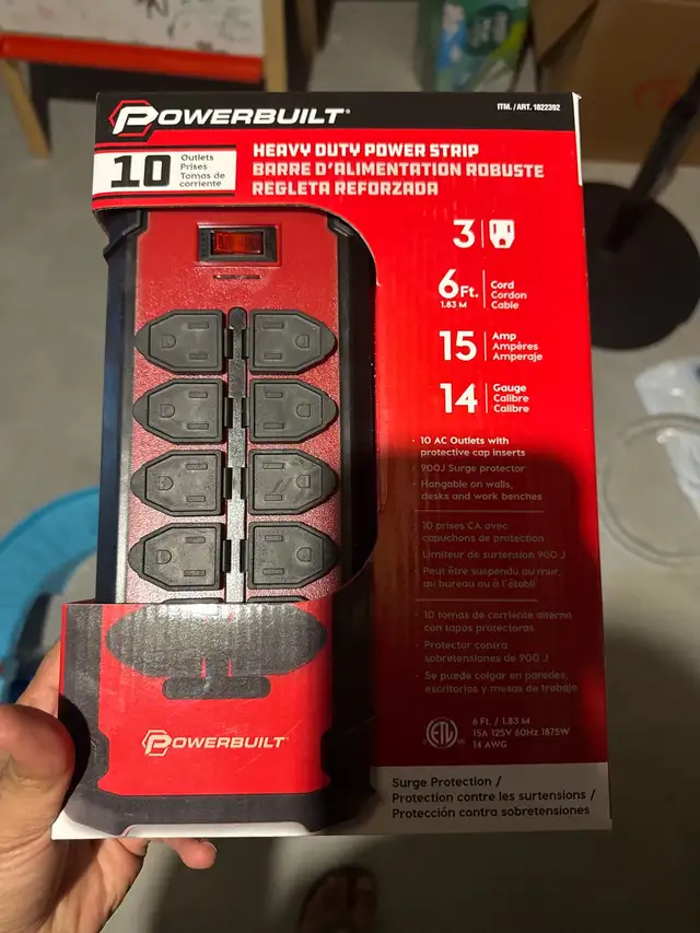 Powerbuilt 10-Outlet Heavy Duty Power Strip