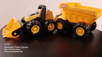 Little Tikes front-end loader and dump truck. Please contact.