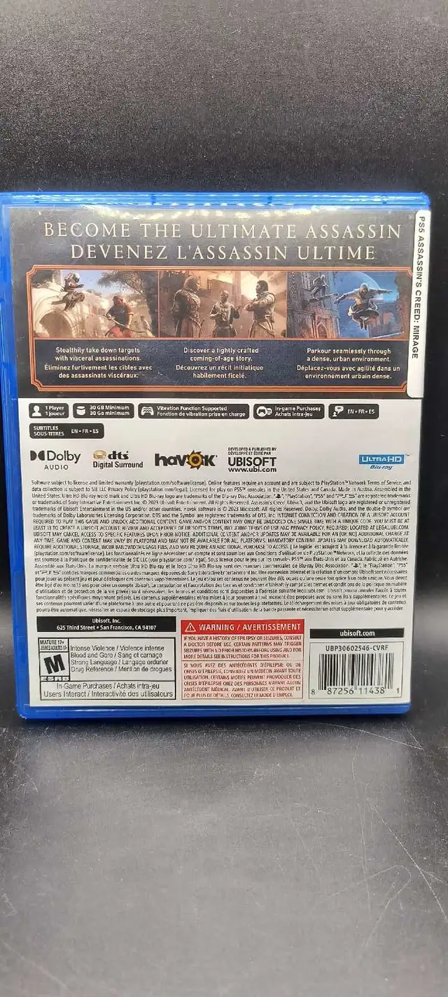 PS5 ASSASSINS CREED MIRAGE in Sony Playstation 5 in City of Toronto - Image 3