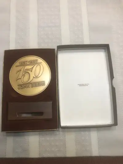 1987 John Deere 150 year Desktop Medallion w/wood Stand Advertis, View more