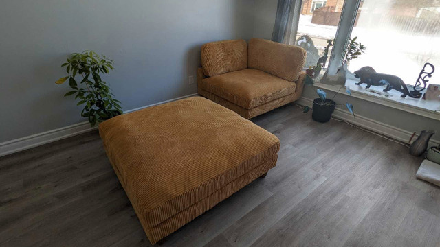 Brand New Corduroy Loveseat and Ottoman in Couches & Futons in Oshawa / Durham Region - Image 2