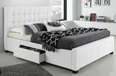 White Bed Frame with Storage, View more