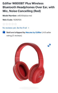 Edifier stereo Bluetooth headphones W800BT RED