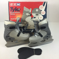 Tyke Expandable Ice Skates Medium Size 12-1 Youth Gray - NEW