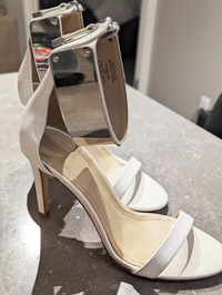 Zara White Heel Silver Ankle Strap (Size 6.5)