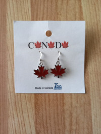 Red Canadian Maple Leaf Earrings