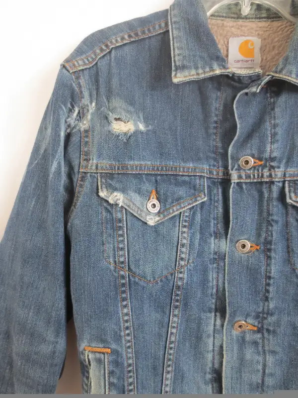 Carhartt Denim Jean Jacket Sherpa Lined J292 ABL Size Small in Men's in Timmins - Image 3