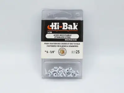 Hi-Bak stainless steel white screws #6 3/8" 25pack/vis blanche, View more