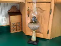 Antique 1800’s Queen Mary Oil Lamp with a Ceramic Cherub