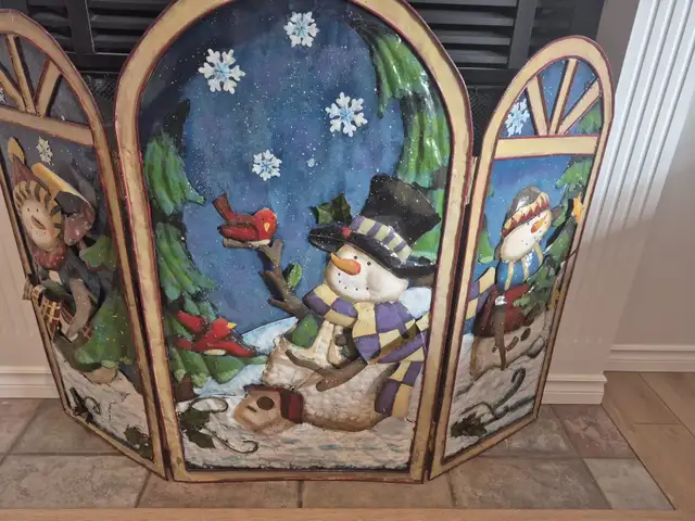 Snowman Winter Fireplace Screen