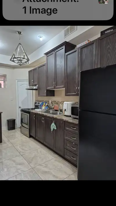 Large one bedroom, share kitchen and washroom. High ceiling, modern, clean. Bus stop in front of hou...