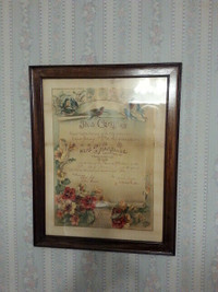 ANTIQUE MARRIAGE CERTIFICATE - DATED JUNE 20 1902!