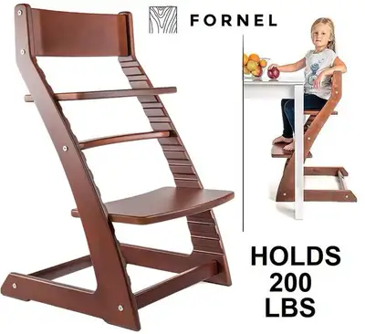 FORNEL ADJUSTABLE WOODEN HIGHCHAIR - 200LBS CAP - NATURAL WOOD , View more