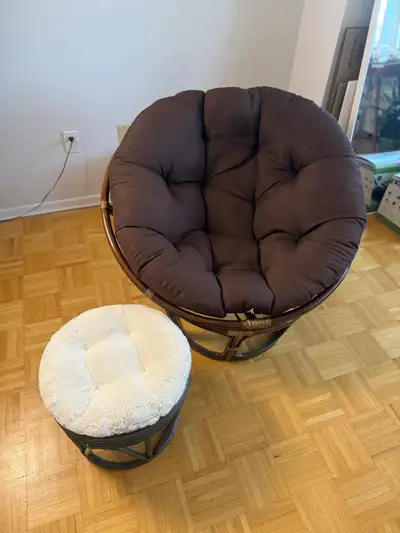 Papasan Chair with Ottoman – Rattan Set (Very Comfortable), View more